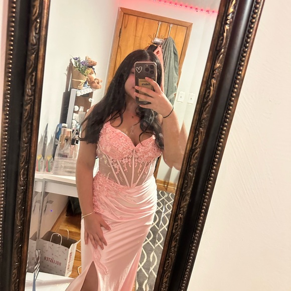 Elegant Pink Lace Corset Dress - Picture 1 of 3